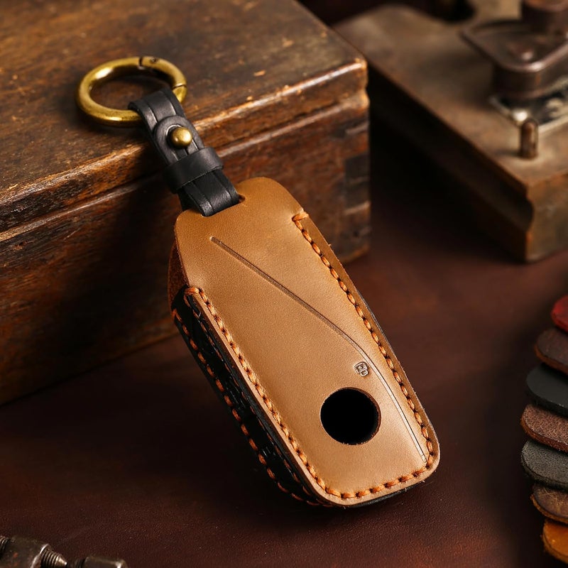 OLLEN Genuine Leather Key Fob Cover for BMW - Image 3