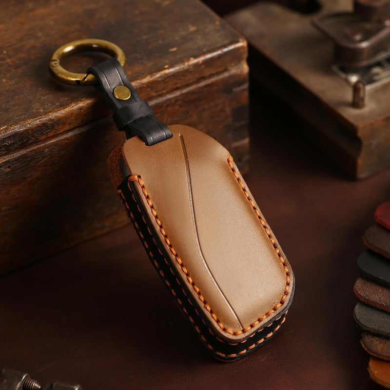 OLLEN Genuine Leather Key Fob Cover for BMW - Image 4