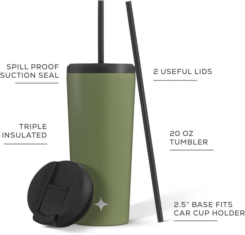 JoyJolt Triple Insulated 20oz Tumbler with Lid and Straw (2 Each) Vacuum Double Wall Stainless Steel Tumbler, Copper Lined for 12Hr Hold/Cold Drinks. Leakproof Water Bottle, Tea or Iced Coffee Cup - Image 2