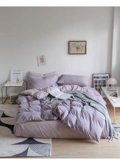llwoo King Size Cotton Duvet Cover Set, Breathable Ultra Soft Embroidery Comforter Cover Set, Comfy Bedding Set with Envelope Pillowcase Sheet T Pink 220x240cm 