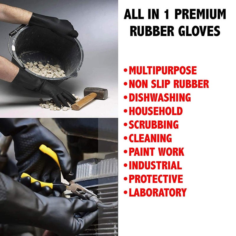 RBGIIT 4 Pair Multipurpose NonSlip Rubber Reusable Gardening Dishwashing Scrubbing Cleaning Gloves Color Black Size 9 Inch - Image 3