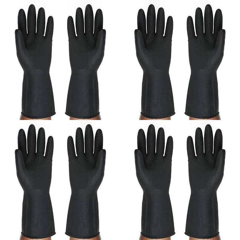RBGIIT 4 Pair Multipurpose NonSlip Rubber Reusable Gardening Dishwashing Scrubbing Cleaning Gloves Color Black Size 9 Inch - Image 1