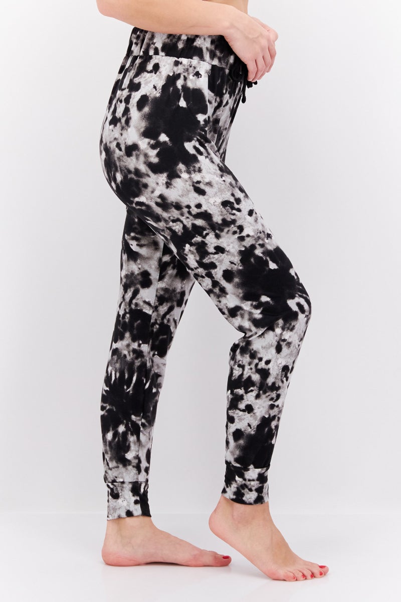 French Affair Women Tie Dye Drawstring Pyjama, Black - Image 4