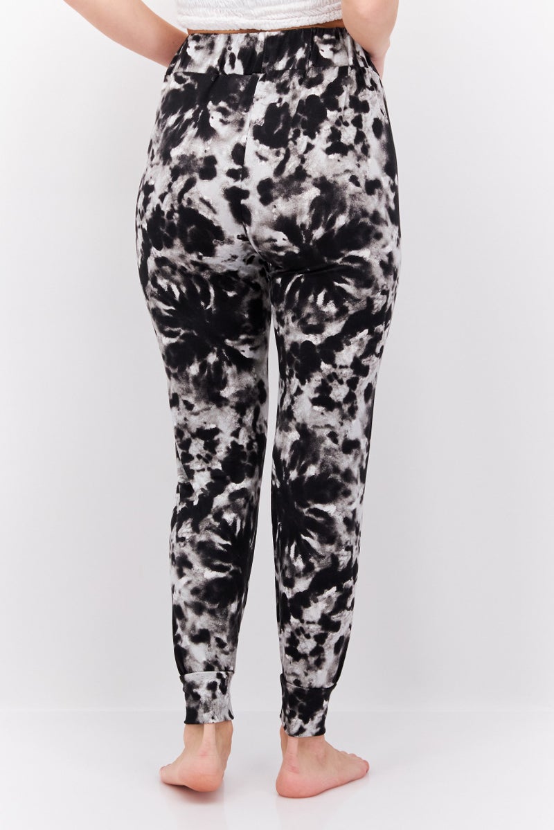 French Affair Women Tie Dye Drawstring Pyjama, Black - Image 2