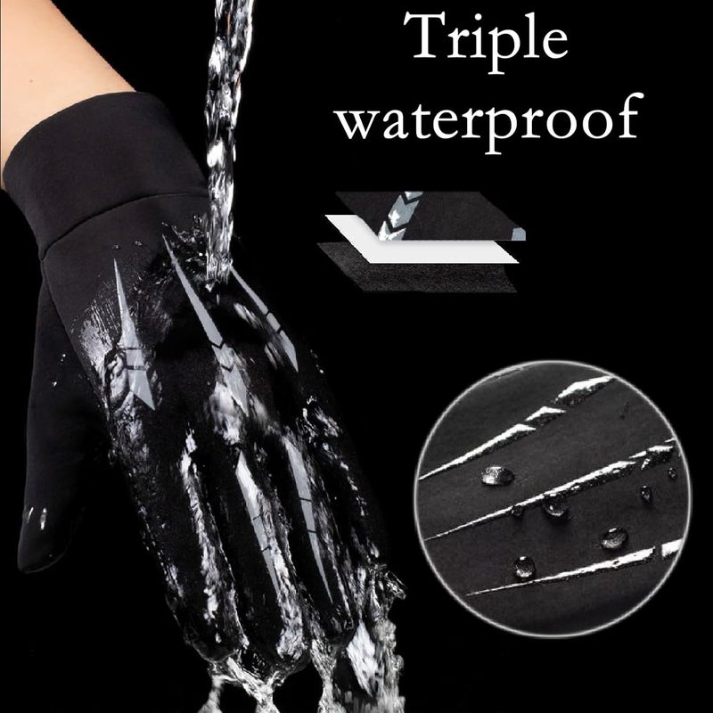 ARROMI Waterproof Gloves Men, Waterproof Gloves, Cycling Gloves, Outdoor Thermal Waterproof Non-Slip Grip Lightweight Touchscreen Windproof Winter Warm Liner Glove for Men & Women for Driving Walking Running - Image 3