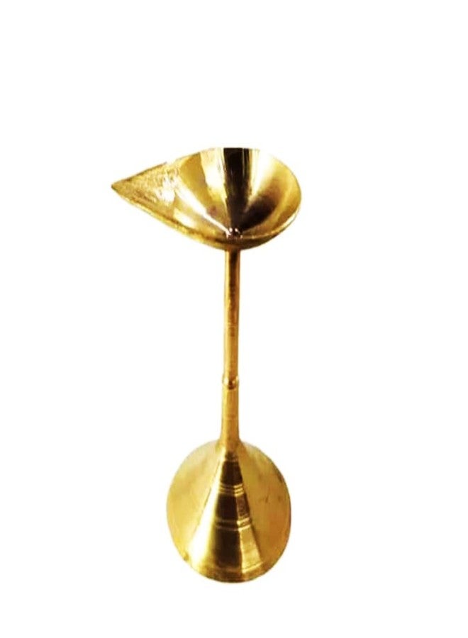 ADALIC حامل مصباح ديا من النحاس الخالص من ADALIC - مصباح لغرفة الصلاة، مصمم بشكل مثالي وجميل لتزيين المنزل في عيد ديوالي، ومستلزمات الصلاة، وهدايا المهرجانات. (3.1 عرض × 6.0 ارتفاع) - Image 1