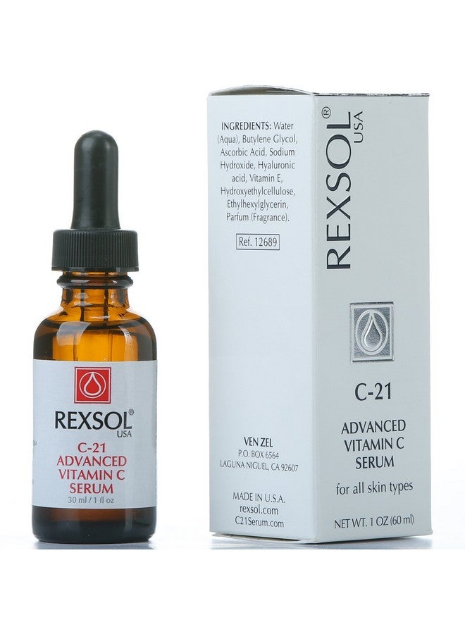 REXSOL 21% ADVANCED VITAMIN C SERUM | ORGANIC VITAMIN C SERUM FOR FACE | NATURAL VITAMIN C SERUM & DARK SPOT CORRECTOR FOR FACE. (30 ml / 1 fl oz) - Image 2