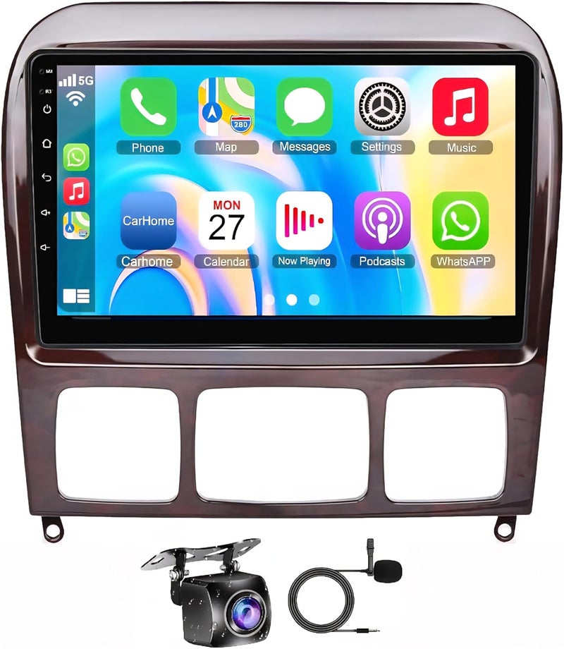 Vierex Car Stereo Mercedes Benz S-Class W220 S280 S320 S350 S400 S430 S500 S600 S55 AMG 1999-2007 Car Radio Wireless Carplay/Android Auto, GPS WiFi BT,DSP, HD Backup Camera (8GB RAM 128GB ROM Carplay) - Image 1