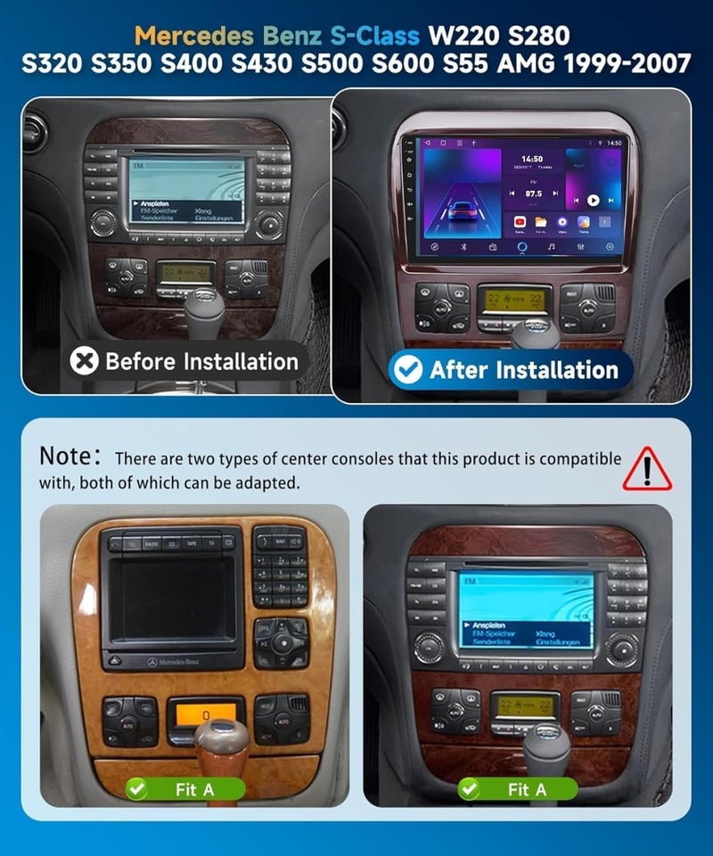 Vierex Car Stereo Mercedes Benz S-Class W220 S280 S320 S350 S400 S430 S500 S600 S55 AMG 1999-2007 Car Radio Wireless Carplay/Android Auto, GPS WiFi BT,DSP, HD Backup Camera (8GB RAM 128GB ROM Carplay) - Image 2