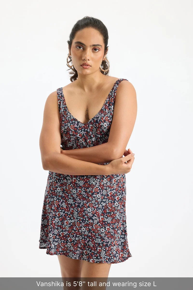 Virgio Viscose Ditsy Brunchwear Floral Mini Dresses for Women