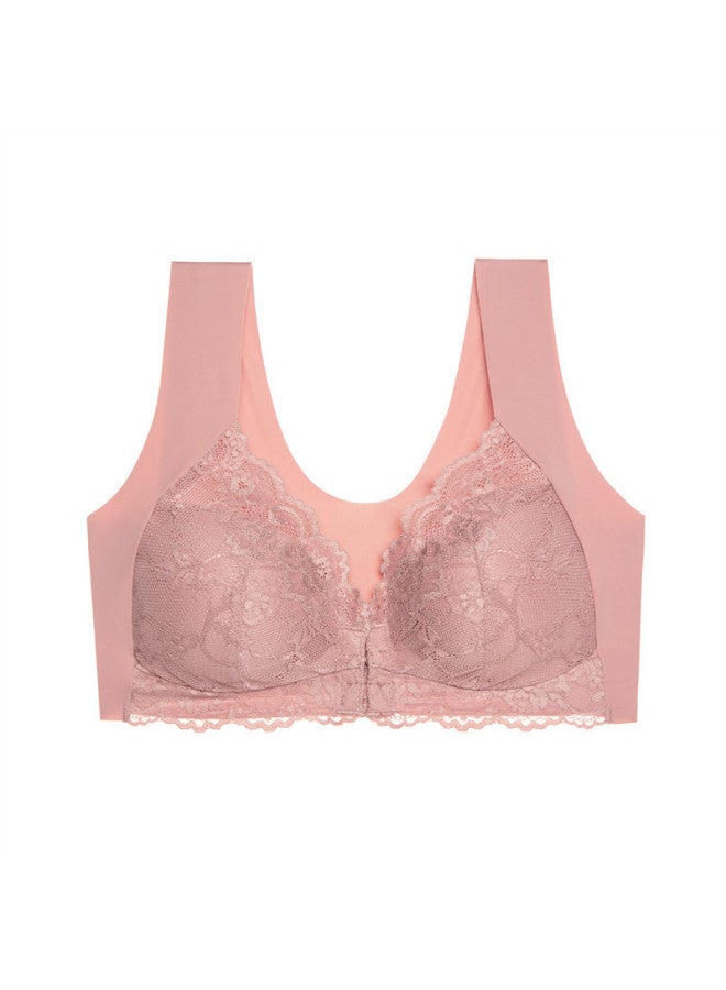 European And American New Front Open Buckle Seamless Bra Push-up Large Size Thin Adjustable Bra Lace Women's Underwear