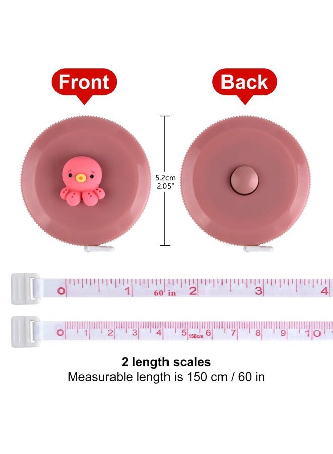 ASTARON 4 Pcs Soft Measuring Tape for Body Measurements Retractable，Cute Tape Measures Tailor Measuring Tape for Sewing 60 In / 1.5 M Tailors Measure Tape with Fractions Measure Ruler for Sewing - Image 2