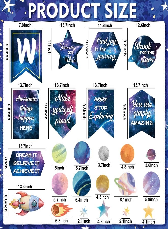 Hedeey 31 Pcs Outer Space Welcome Bulletin Board Classroom Decoration Sets Motivational Theme Classroom Decor Galaxy Inspirational Poster Cutouts for Teachers School Office Home Supplies Door Wall Decor - Image 2