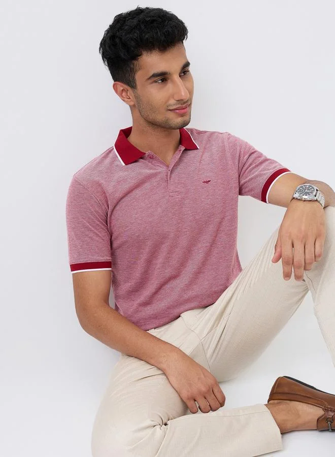 Park Avenue Red Men Red Slim Fit Tipped Polo T-Shirt for Men | Best Price UAE