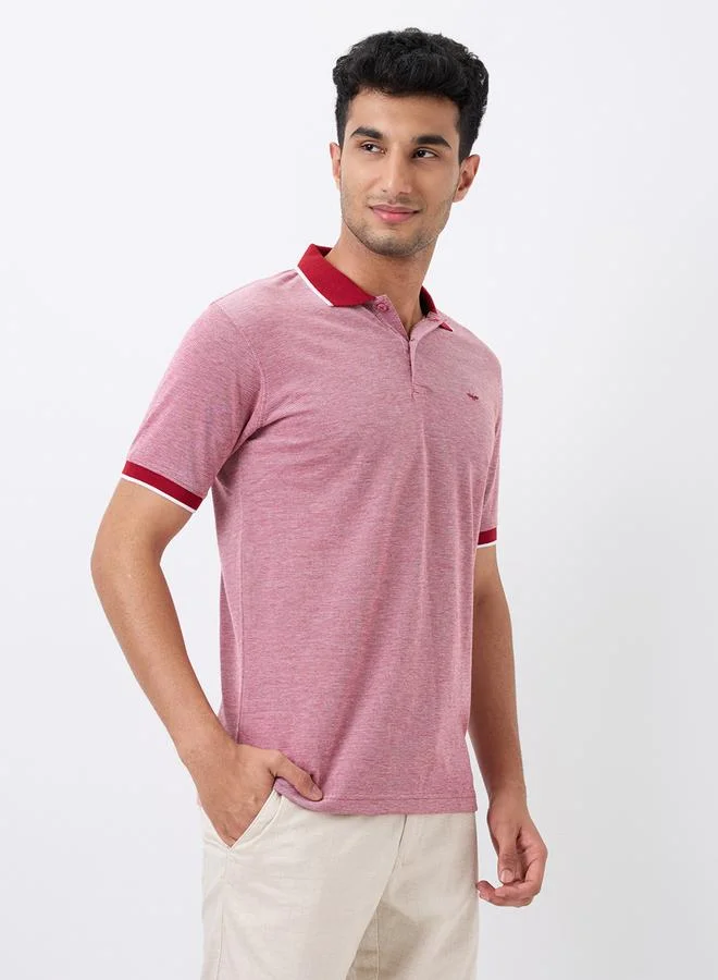 Park Avenue Red Men Red Slim Fit Tipped Polo T-Shirt for Men | Best Price UAE