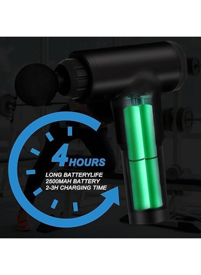 مسدس تدليك عضلات صغير – لتدليك الأنسجة العميقة مع 6 سرعات و4 رؤوس مختلفة – جهاز تدليك هادئ قابل للشحن لاستعادة مرونة العضلات - Image 4