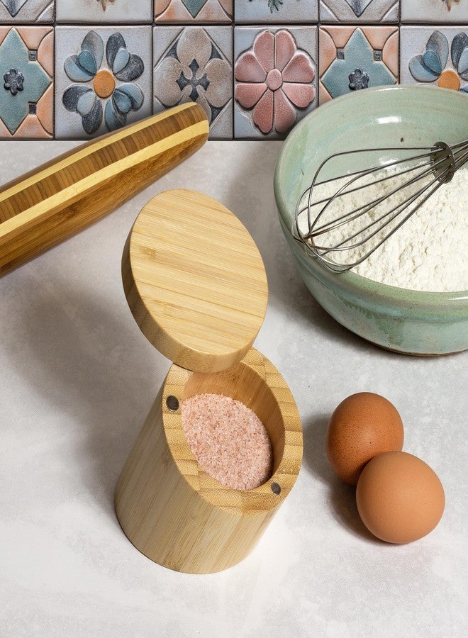 Totally Bamboo Angled Salt Cellar Storage Box with Magnetic Swivel Lid, 3.8 Ounce Capacity - Image 2