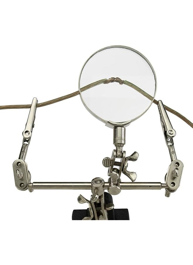 Neiko - 01902 Adjustable Helping Hand With Magnifying Glass Third Hand Solder Aid Soldering Wire Station Stand With Dual Alligator Clips And A Heavy Base Beading And Jewelry Making Tools Solder Holder - Image 1
