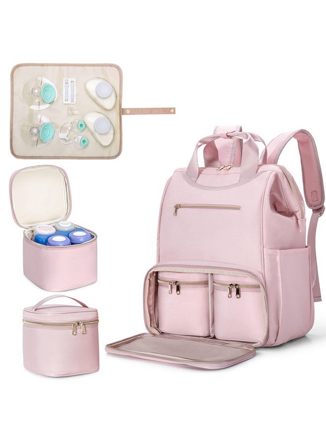 Fasrom Wearable Breast Pump Bag Backpack with Cooler and Pump Tote Bag, Compatible with Momcozy, Medela and Elvie Hands Free Pumps, Pink (Patent Design) - Image 1