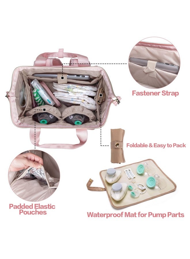 Fasrom Wearable Breast Pump Bag Backpack with Cooler and Pump Tote Bag, Compatible with Momcozy, Medela and Elvie Hands Free Pumps, Pink (Patent Design) - Image 3