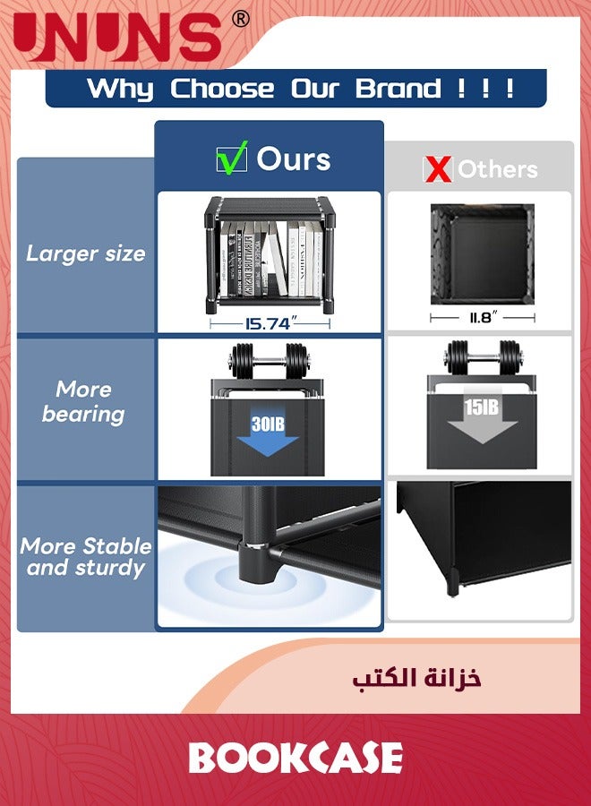 UNUNS Book Shelf,12 Cube Storage Organizer,DIY Bookcase,Metal Cube Bookshelf,Tall Book case For Bedroom,Living Room,Office,Closet Storage Organizer,Black Cubicle Storage Rack - Image 4