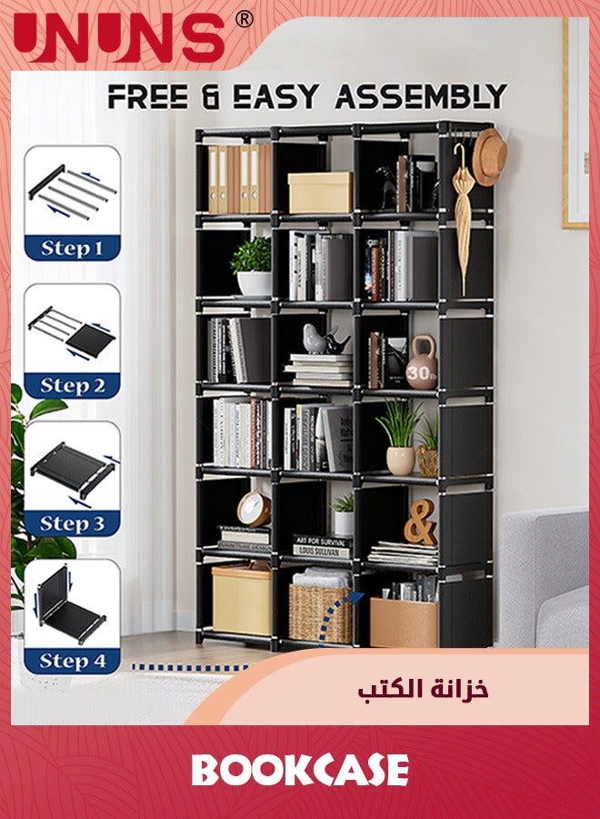 UNUNS Book Shelf,12 Cube Storage Organizer,DIY Bookcase,Metal Cube Bookshelf,Tall Book case For Bedroom,Living Room,Office,Closet Storage Organizer,Black Cubicle Storage Rack - Image 3