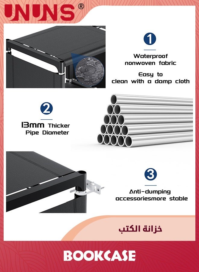 UNUNS Book Shelf,12 Cube Storage Organizer,DIY Bookcase,Metal Cube Bookshelf,Tall Book case For Bedroom,Living Room,Office,Closet Storage Organizer,Black Cubicle Storage Rack - Image 5