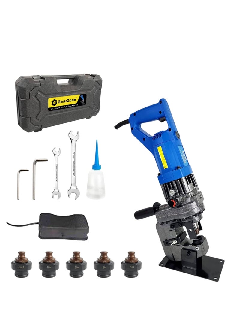 GearZone - 1200W 220V Electric Hydraulic Punching Machine, Metal Hole Punch with Carbon Brush 5 Dies Φ 6.5/9/13/17/20.5mm, Suitable for Steel, Iron, Aluminum, Copper, Angle Steel, Channel Steel - Image 1