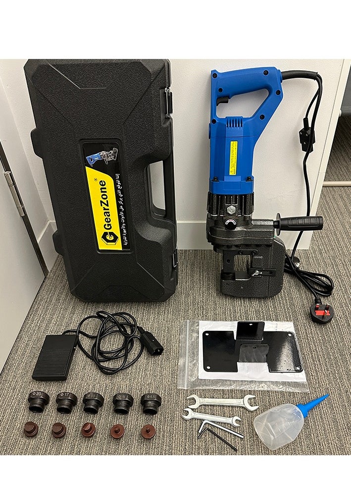 GearZone - 1200W 220V Electric Hydraulic Punching Machine, Metal Hole Punch with Carbon Brush 5 Dies Φ 6.5/9/13/17/20.5mm, Suitable for Steel, Iron, Aluminum, Copper, Angle Steel, Channel Steel - Image 1