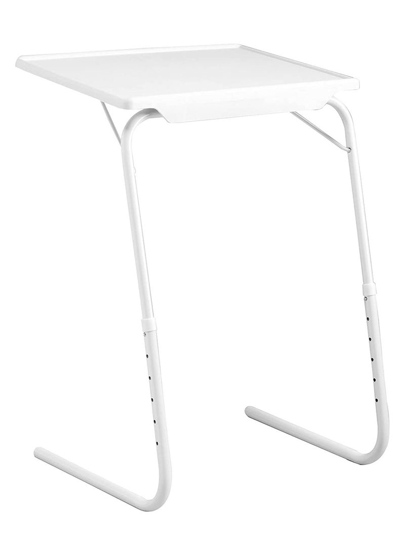 Table Mate - Plastic Table Mate Folding Portable TV Tray Laptop Desk Adjustable Height Tilt Angle Multi Function for Sofa Couch Bed Reading Working Eating White - Image 1