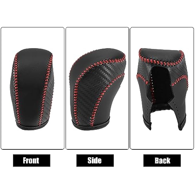rayihni X AUTOHAUX Car Faux Leather Gear Shift Knob Cover for Volkswagen Jetta Tiguan 20112019 Passat Beetle 20122019 Atlas 20182019 CC 20132017 Red Line - Image 5