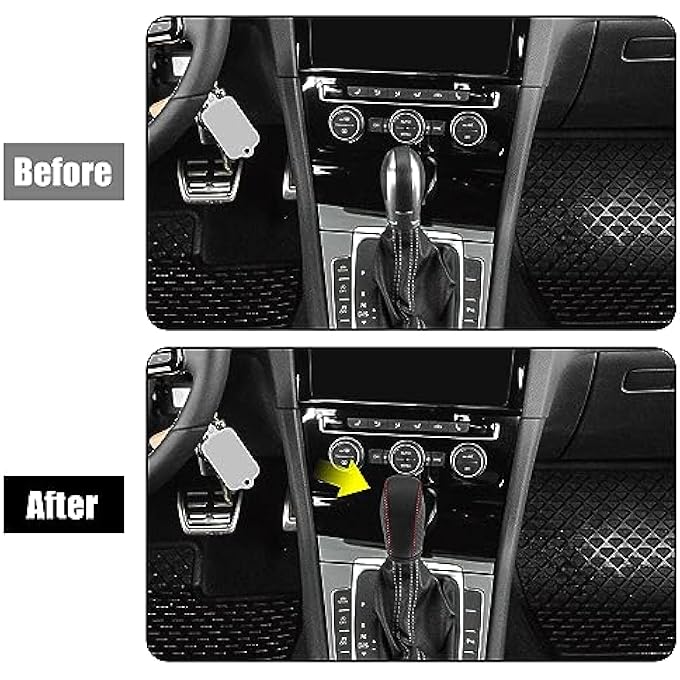 rayihni X AUTOHAUX Car Faux Leather Gear Shift Knob Cover for Volkswagen Jetta Tiguan 20112019 Passat Beetle 20122019 Atlas 20182019 CC 20132017 Red Line - Image 4