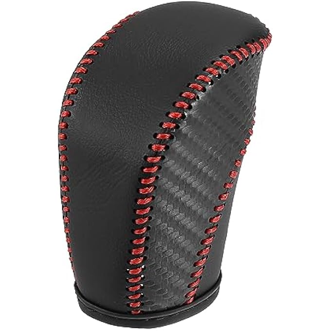 rayihni X AUTOHAUX Car Faux Leather Gear Shift Knob Cover for Volkswagen Jetta Tiguan 20112019 Passat Beetle 20122019 Atlas 20182019 CC 20132017 Red Line - Image 1