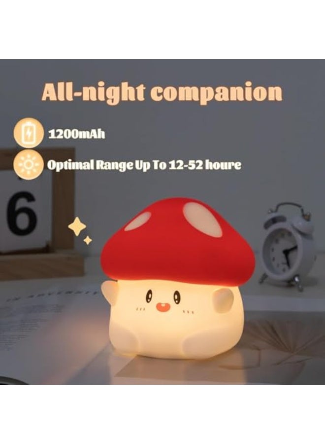 Tazweeq Cute Night Light, Silicone Hug Mushroom Lamp, 2 Levels Dimmable Night Lamp with Timer, Squishy Dimmable Light for Baby Nursery, Rechargeable LED Portable Touch Nightlight - Image 4