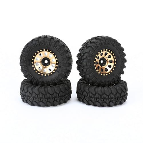 RCAWD 10 Brass Weights Wheels Tires Set Beadlock 7mm Hex RC Crawler Wheels for 124 118 TRX4M SCX24 FCX24 FCX18 AX24 HobbyPlus CR18P FMS Upgrades Parts 63g4pcs55 20mm - Image 1
