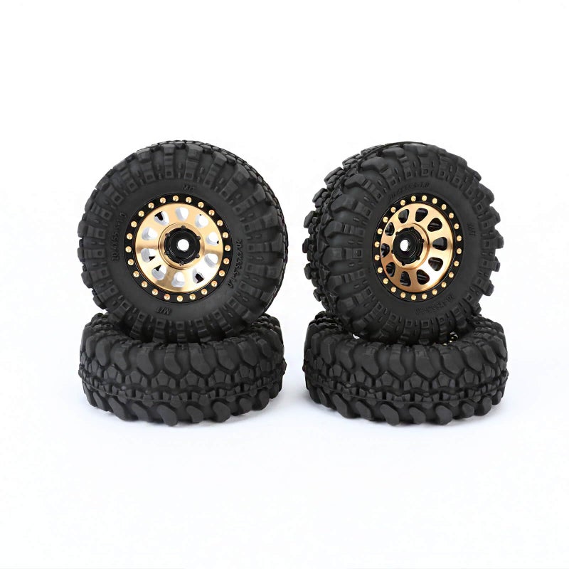RCAWD 10 Brass Weights Wheels Tires Set Beadlock 7mm Hex RC Crawler Wheels for 124 118 TRX4M SCX24 FCX24 FCX18 AX24 HobbyPlus CR18P FMS Upgrades Parts 63g4pcs55 20mm - Image 2
