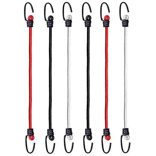 AQBAH High Strength Elastic Bungee/Shock Cord Luggage Tying Rope with Hooks 4ft (Color May Vary) -Set of 6 - Image 2