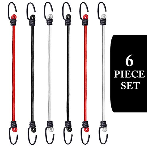 AQBAH High Strength Elastic Bungee/Shock Cord Luggage Tying Rope with Hooks 4ft (Color May Vary) -Set of 6 - Image 1