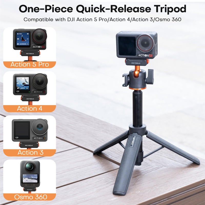 REYGEAK Magnetic Extension Tripod for DJI Osmo 360 Action 5 Pro/4/3,21â€™â€™ Adjustable Camera Stick Holder,with Cold Shoe,Quick Release Mount Adapter for DJI OSMO Action Accessories - Image 2