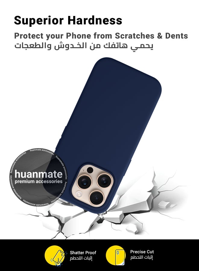huanmate Apple iPhone 16 Pro Silicone Cover Navy Blue - Premium 2.0mm TPU Silicon, Enhanced Camera Protection with Lens Shield, Shockproof & Water-Proof Cover for Apple iPhone 16 Pro - Image 4