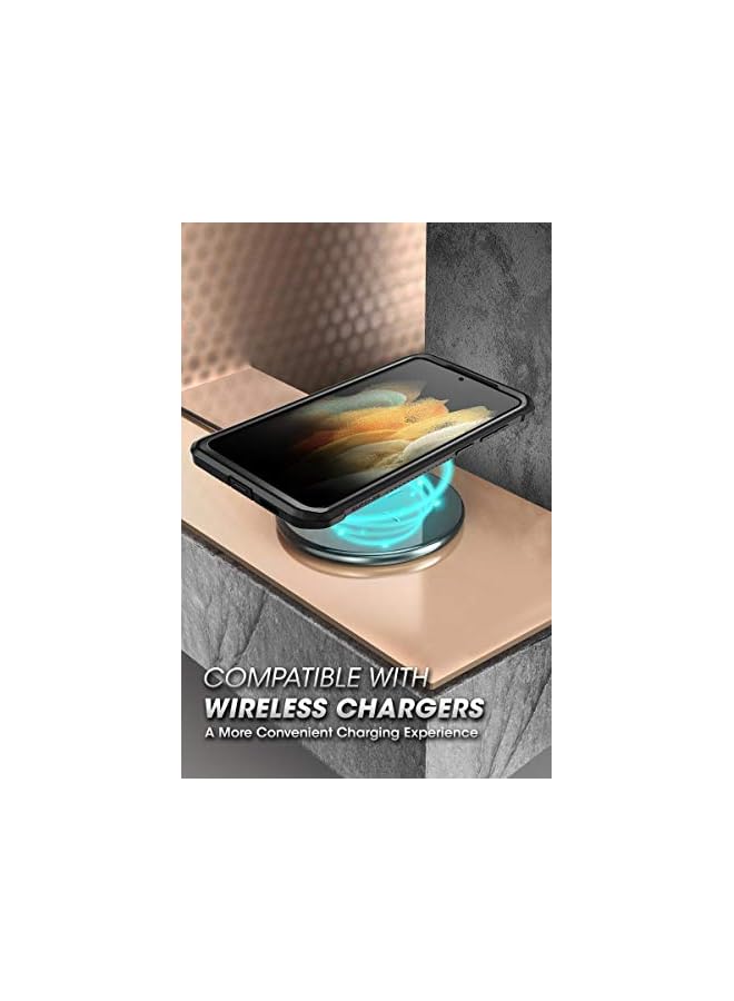 سوبكيس حافظة سلسلة Unicorn Beetle Pro مصممة لهاتف Samsung Galaxy S21 5G (إصدار 2021)، حافظة متينة بطبقة مزدوجة لكامل الجسم وحافظة بمسند بدون واقي شاشة مدمج (أسود) - Image 5