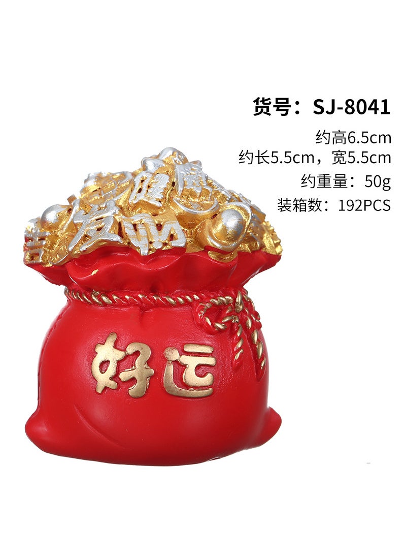 Generic Gold Snake Nodding Resin Figurine Red good luck money bag 