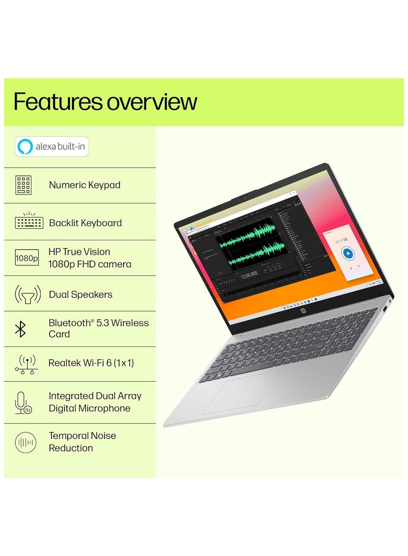 HP 2023 Newest 15s Series 15.6" Notebook, FHD (1920 x 1080), Intel Core -1335U Deca-core i5, 16 GB DDR4Â RAM, 1 TBÂ NVME SSD, Thin & Light, WindowsÂ 11 English/Arabic Silver - Image 5