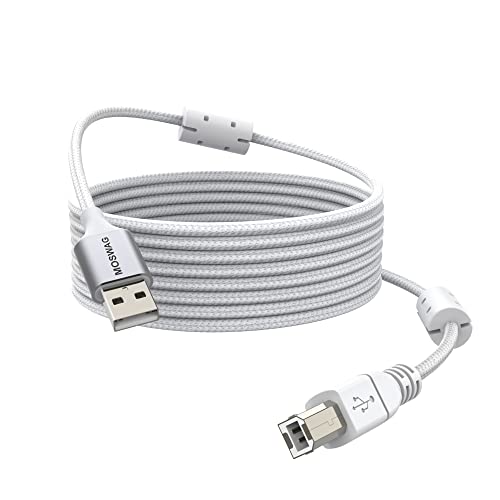 MOSWAG Long Printer Cable 16.4FT/5M Scanner Cable USB Printer Cord USB Type A to Type B Scanner Cord High Speed Compatible with HP,Canon,Epson,Dell,Lexmark,Brother,Xerox,Samsung and More - Image 1
