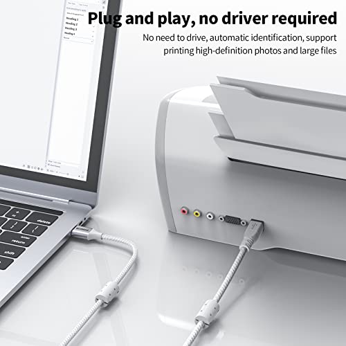 MOSWAG Long Printer Cable 16.4FT/5M Scanner Cable USB Printer Cord USB Type A to Type B Scanner Cord High Speed Compatible with HP,Canon,Epson,Dell,Lexmark,Brother,Xerox,Samsung and More - Image 3