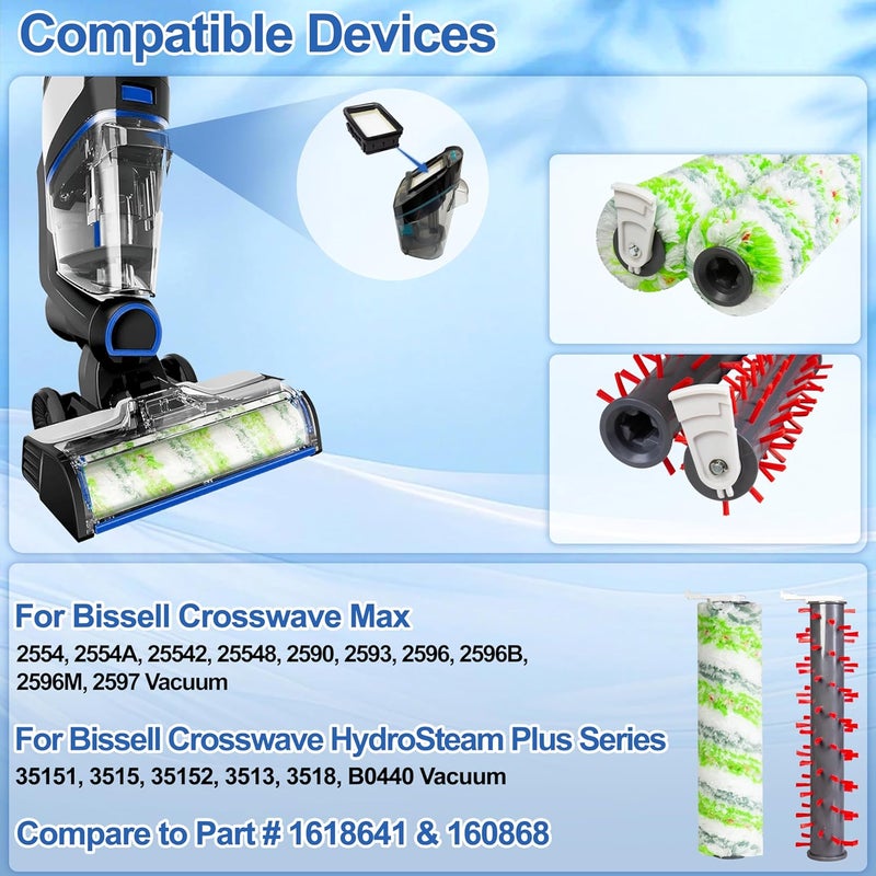 Replacement Roller Brush and Filter Kit Compatible with 2554, 2554A, 2590, 2593, and 3515 Series Cleaning Equipment, Colored - Image 2