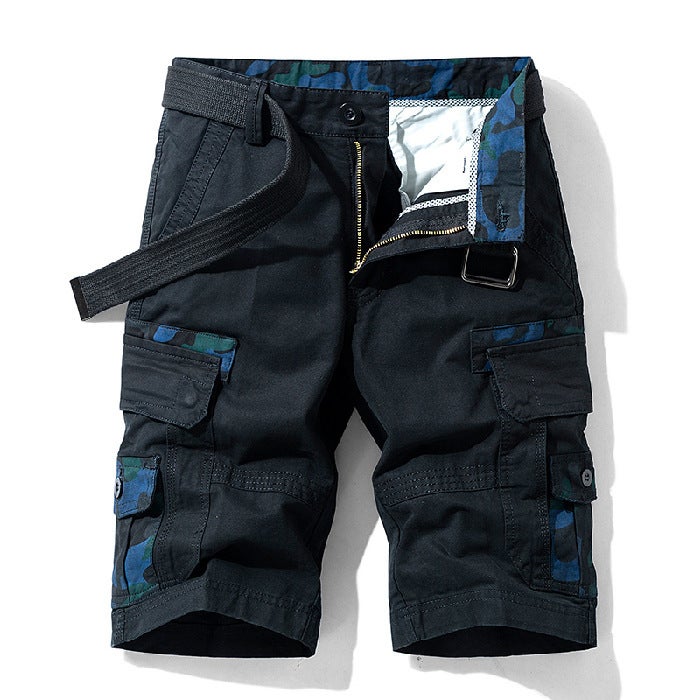 Generic Overalls Shorts Mens Summer Five-point Pants Mens Trendy Brand Five-point Pants Casual Pants Loose Large Size Breeches Half Pants Dark Blue  - Image 3