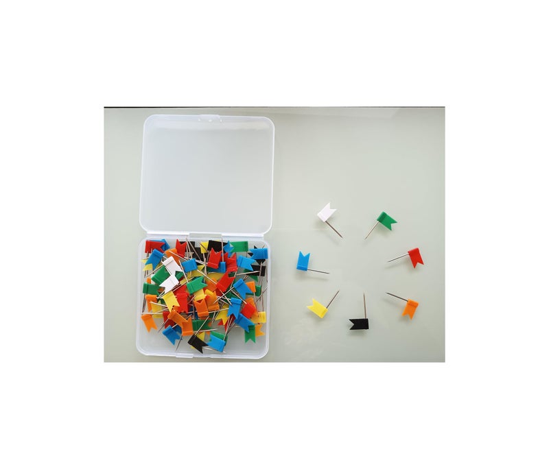 NEWLAN 100PCS Map Flag Push Pins, Newlan Colorful Map Tacks Push Pins, Flag Tacks with Steel Points - 7 Colors - Image 3