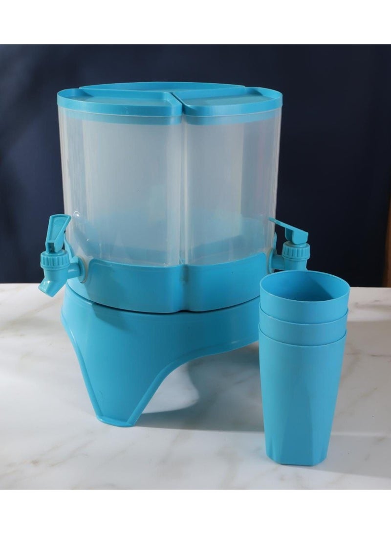 Juice dispenser, 3 eyes, 4.5 liters, rotating. You can put it and use it inside and outside the refrigerator, 360 degrees, and it is easy to use. - Image 1