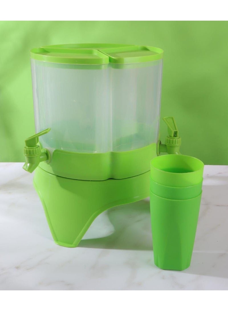 Juice dispenser, 3 eyes, 4.5 liters, rotating. You can put it and use it inside and outside the refrigerator, 360 degrees, and it is easy to use. - Image 4